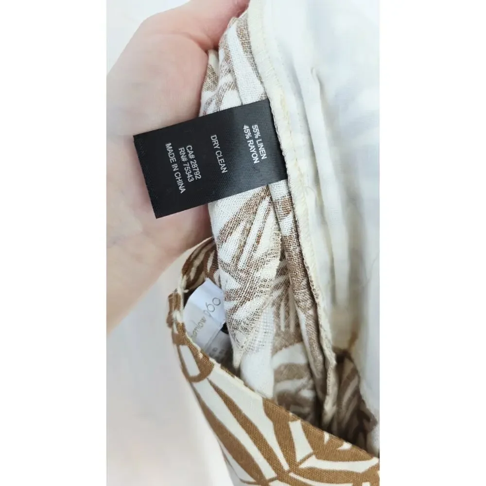 House Of Harlow‎ Linen Pant Natural Size 10 Wide-Leg Coastal Pockets Tan Beige